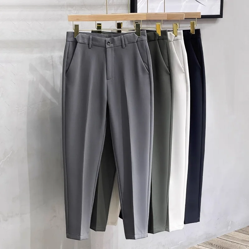 Top Trends: 2023 New Spring And Autumn Leisure Business High End Korean Fashion High Waist Pocket Slim Fit Straight Oversized Men's Pants Shoppable Styles