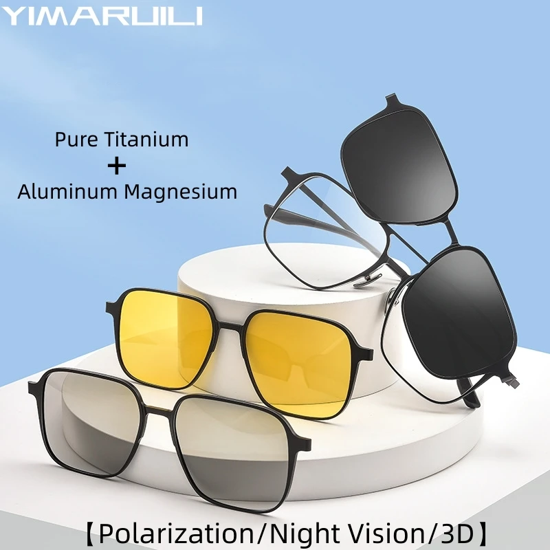 Top Trends: YIMARUILI Aluminum Magnesium Ppure Titanium Retro Double Beam Magnetic Polarized Night Vision 3D Prescription Glasses Frame 9908 Shoppable Styles