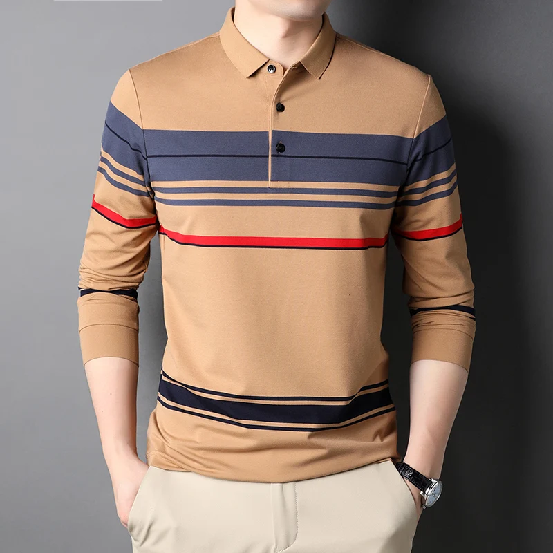 Top Trends: Top Grade New Fashion Designer Brand Simple Mens Polo Shirt Trendy With Long Sleave Stripped Casual Tops Men Clothes Shoppable Styles - Image 3