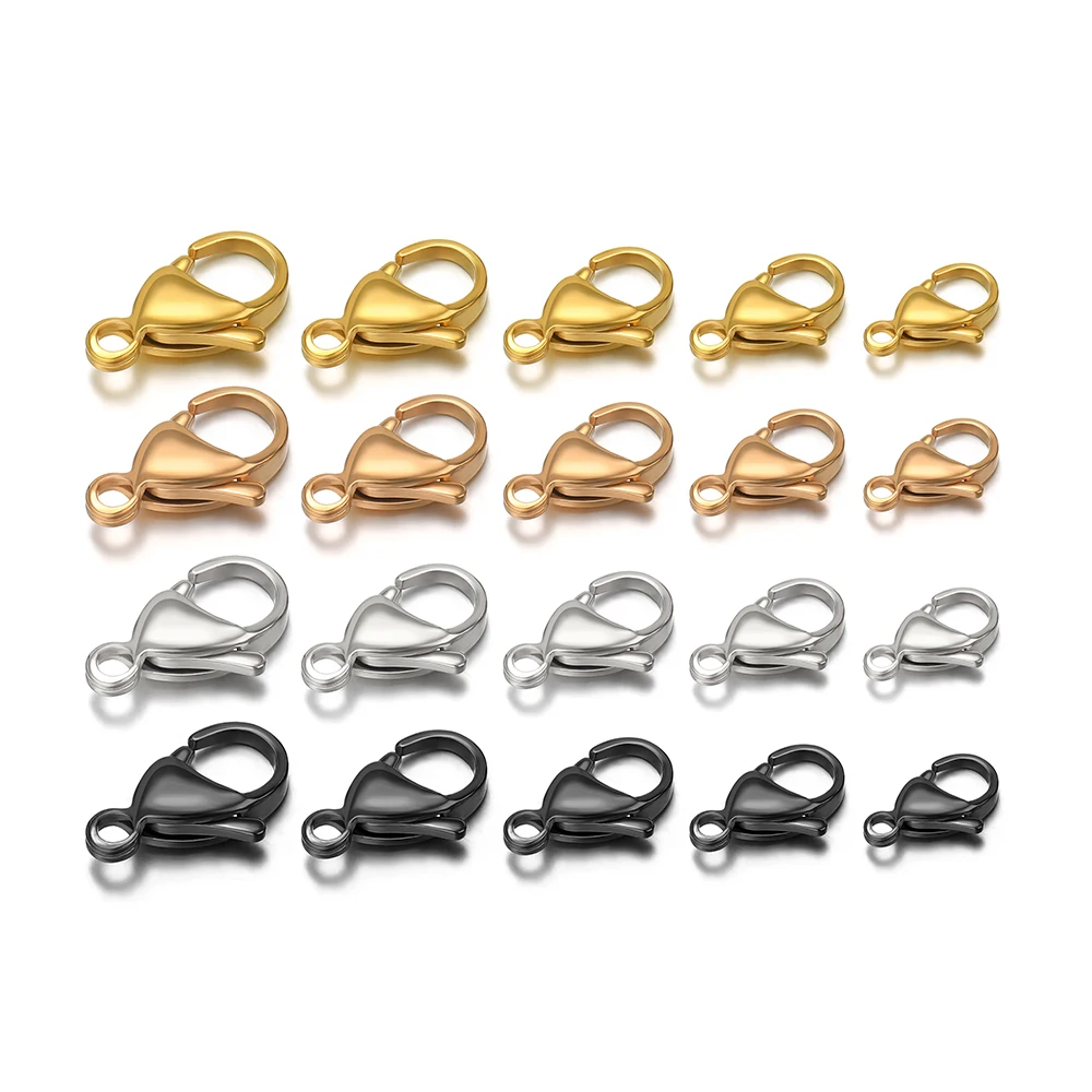 Top Trends: Semitree 25Pcs Stainless Steel Gold Black Lobster Clasps Jewelry Findings DIY Necklace Bracelet Making Accessories 9 / 10 / 12 / 15MM Shoppable Styles