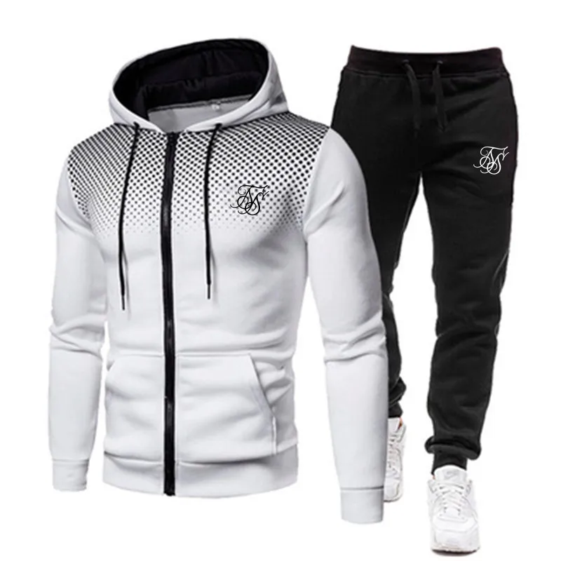 Top Trends: Men's Hoodie Suit Fashion Sik Silk Brand Print Autumn Casual Hoodie+ pants Men Suit Sports Two Piece Men Clothes Sportswear Sets Shoppable Styles