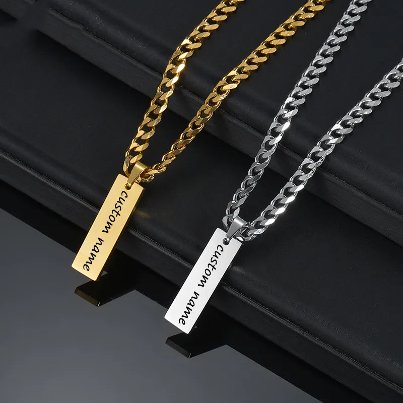 Top Trends: Custom Laser Engraving Necklace Name Date Carved Cuban Chain Choker Women Men's Birthday Nameplate Pendant Keychain Jewelry Gift Shoppable Styles