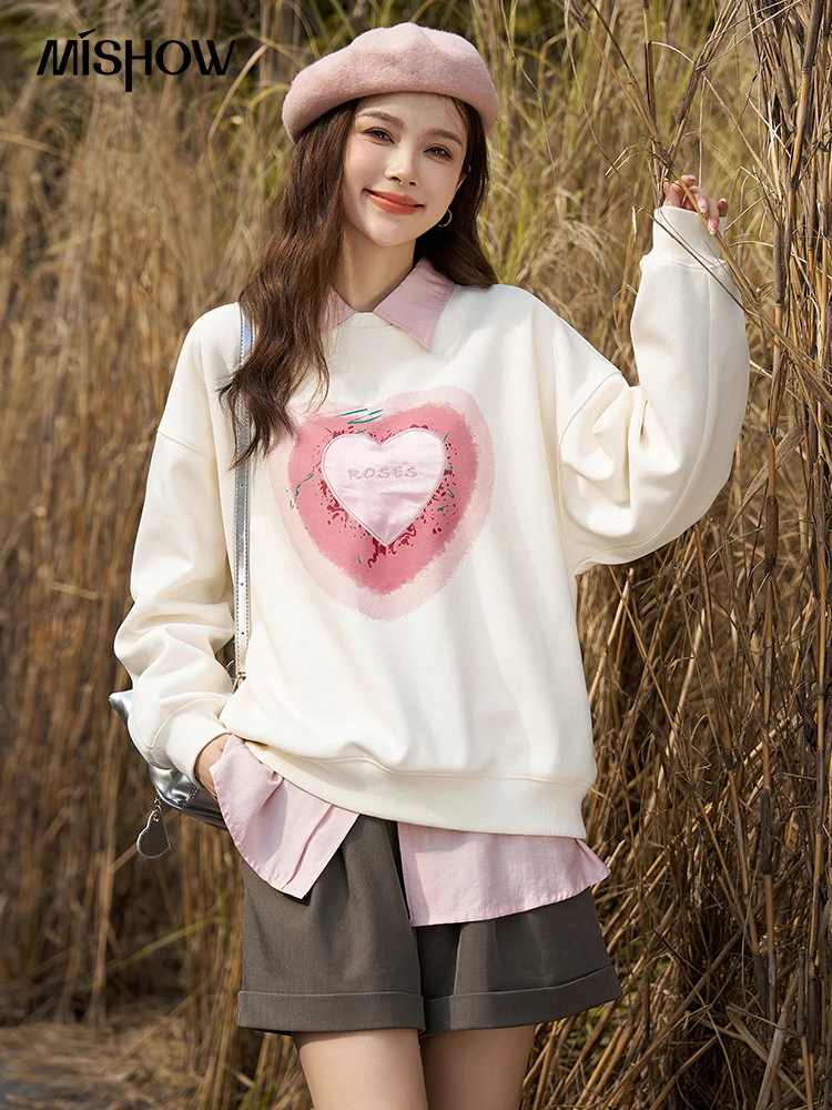 Top Trends: MISHOW Women&#039;s Heart Graphic Print Oversize Sweatshirt 2023 Autumn Fashion Crew Neck Loose Casual Long Sleeve Tops MXC45V0017 Shoppable Styles