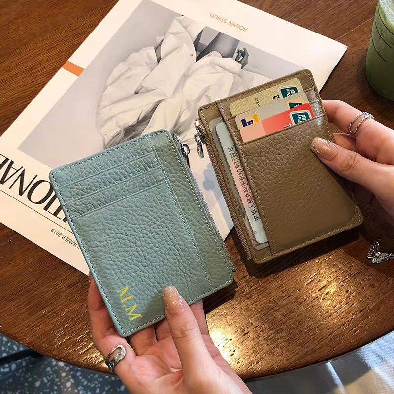 Top Trends: Ultra Thin Short Clip Zipper Card Holder Genuine Leather Coin Purse Double Side Driving License Card Leather Wallet Shoppable Styles