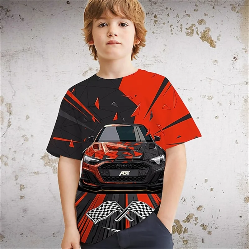 Top Trends: Boys' Autumn Racing 3D Printed T-shirt For Teenagers Aged 4 To 12 With Short Sleeve Sports Vitality Children's T-shirt Shoppable Styles - Image 3