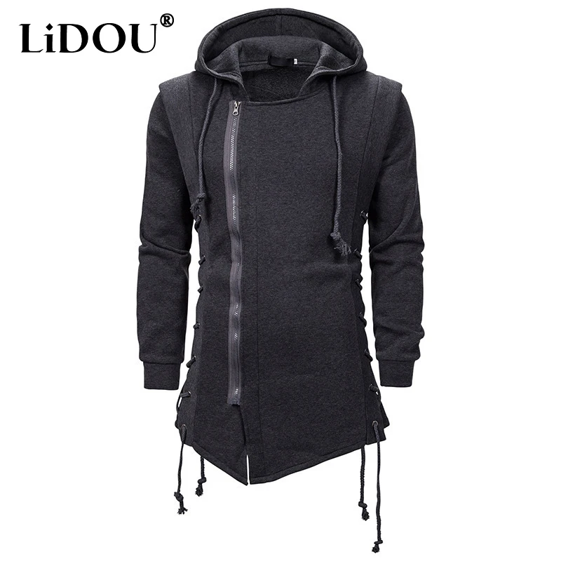 Top Trends: 2023 Autumn Winter Solid Color Hooded Long Sleeve Drawstring Hoodies Man Fashion Casual Loose Zipper Cotton All-match Coat Shoppable Styles