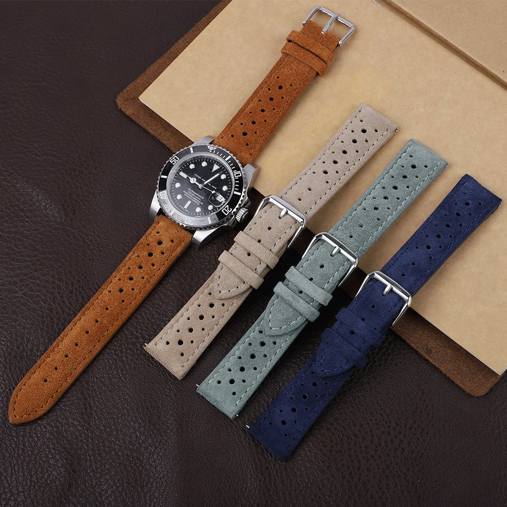 Top Trends: Genuine Suede Leather Watch Strap Band 18mm 19mm 20mm 21mm 22mm 24mm Rally Racing Watch Band Quick Release Watch Accessories Shoppable Styles