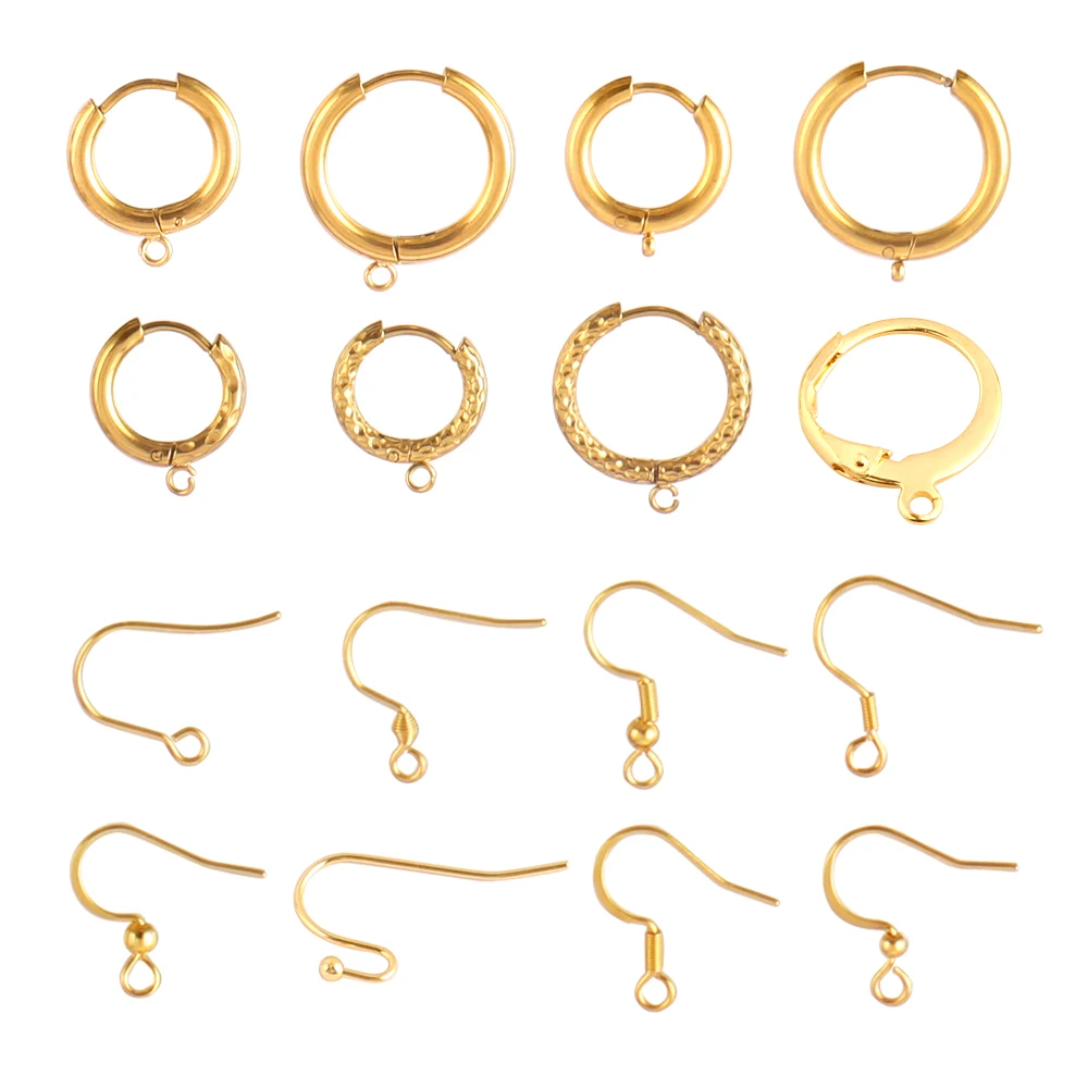 Top Trends: 10-50pcs / lot 316 Stainless Steel Earrings French Hoop Earring Clasps Fitting Ear Setting Base For DIY Jewelry Making Supplies Shoppable Styles