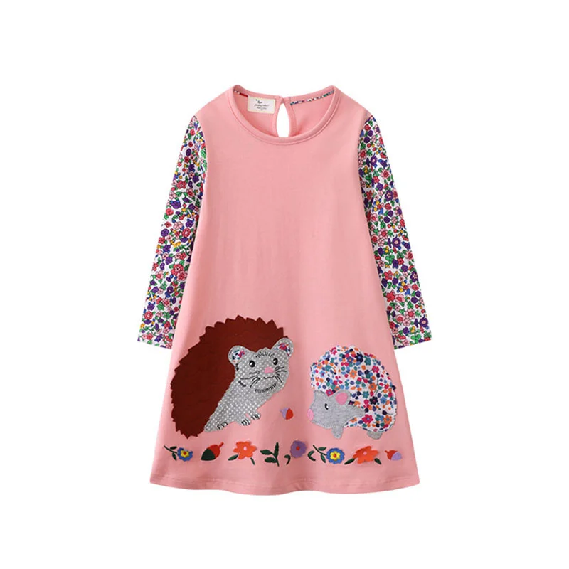 Top Trends: Jumping Meters New Princess Girls Dresses Animals Embroidery Applique Cotton Hot Selling Children&#039;s Clothing Autumn Spring Frock Shoppable Styles