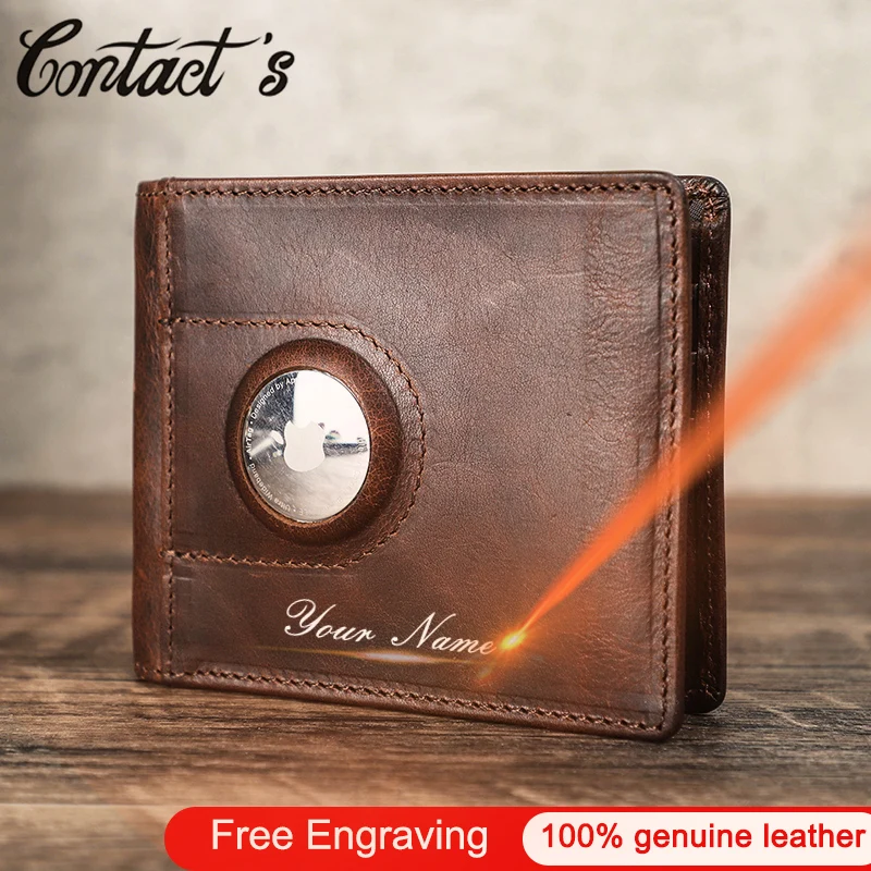 Top Trends: Men Airtag Wallet Card Genuine Leather Slim RFID Wallets For Apple Airtag Case Money Clip Card Holder Casual Male Purse Smart Shoppable Styles