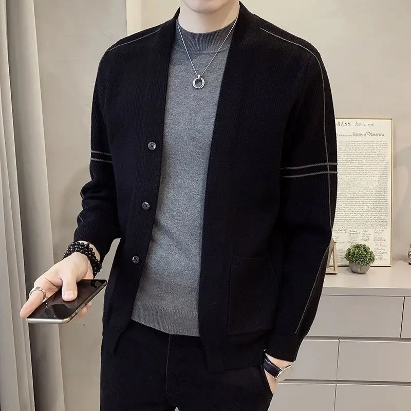 Top Trends: Autumn Winter New Fashion Temperament Simple Korean Sweater Man Gentle Knitwear Solid Color Loose Male Tops Streetwear Clothes Shoppable Styles - Image 4