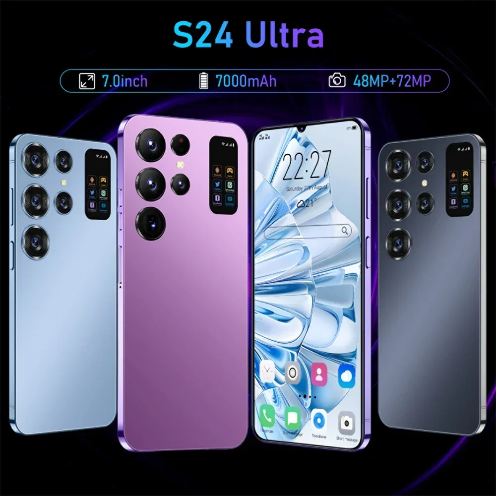 Новинка, оригинальный смартфон S24 Ultra, Модель 7000 HD, 16 ГБ + 1 ТБ,  сотовые телефоны с двумя Sim-картами, сотовый телефон Android,  разблокированный, 72 МП, мАч | AliExpress