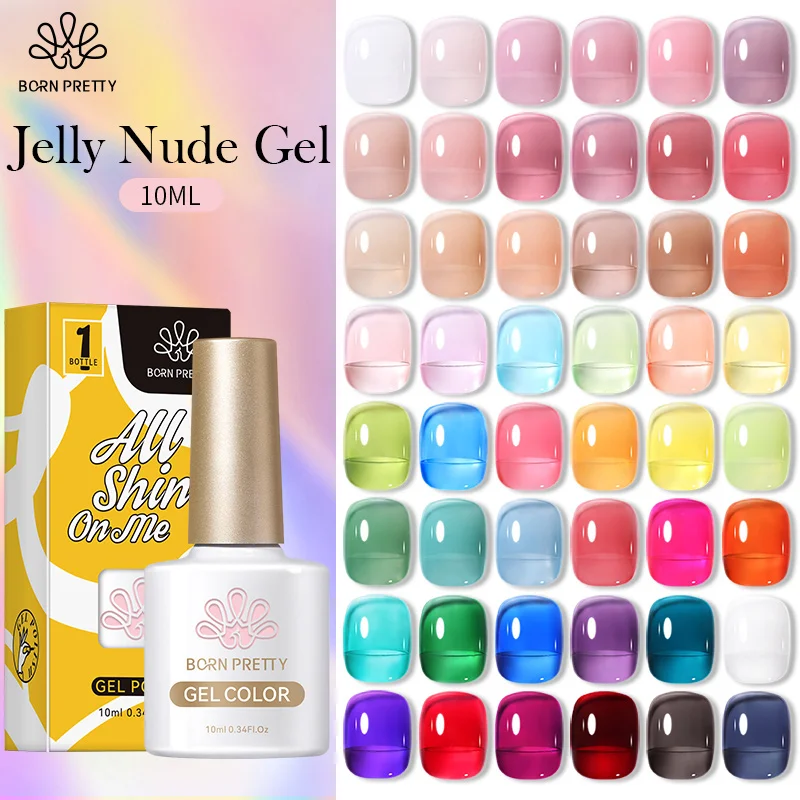 Top Trends: BORN PRETTY 10ml Jelly Nude Gel Nail Polish 50 Colors Semi Transparent Summer Nails Camouflage Soak Off UV LED Nail Gel Varnish Shoppable Styles