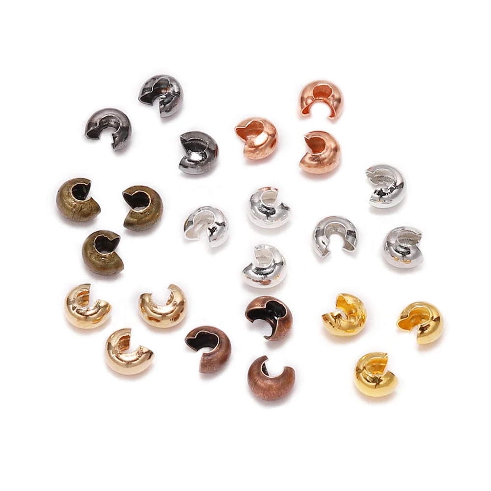 Top Trends: 50-100pcs / lot Copper Round Covers Crimp End Beads Dia 3 4 5 Mm Stopper Spacer Beads For DIY Jewelry Making Findings Supplies Shoppable Styles