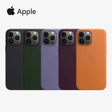 Casing Kulit Apple Asli Resmi dengan Magsafe untuk iPhone 13 12 Pro Max 13 Casing Mini Penutup Magnetik Pengisi Daya Nirkabel Coque