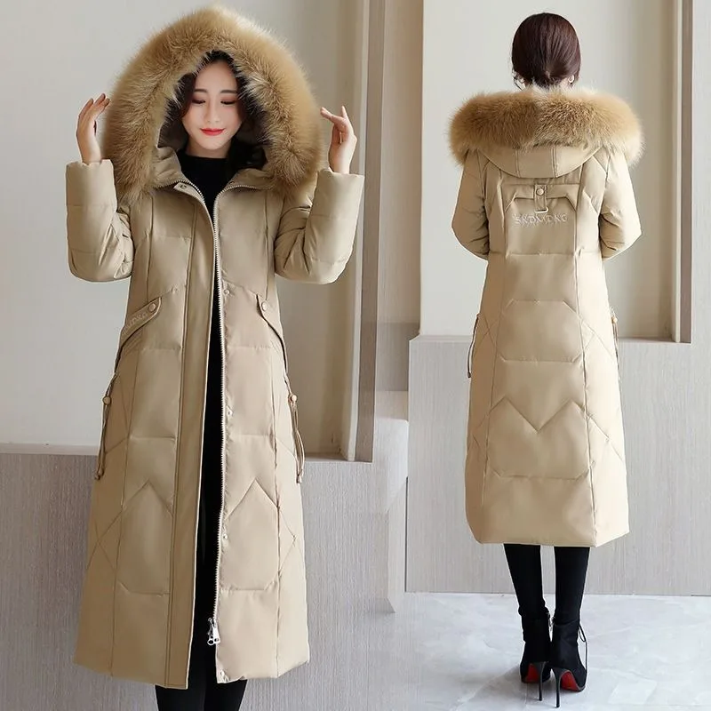 Top Trends: 2023 New Women Down Cotton-padded Jacket Long Parkas Winter Hooded Coat Warm Thicken Outwear Fashion Fur Collar Overcoat Shoppable Styles