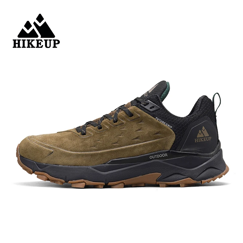 Top Trends: HIKEUP Hiking Shoes For Men Outdoor Sports Camping Hunting Walking Shoe Suede Genuine Leather Breathable Sneaker Non-slip Shoppable Styles