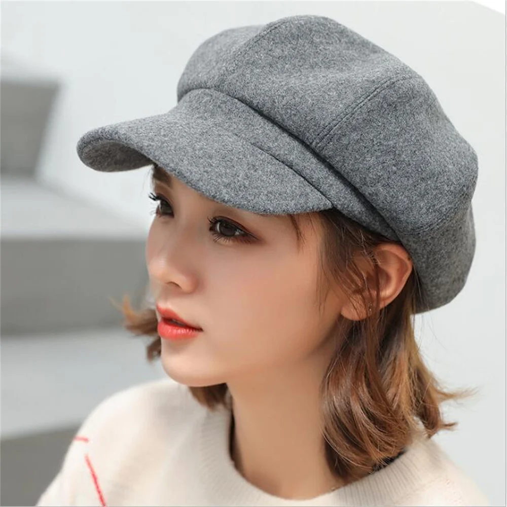 Top Trends: Women‘s Winter Vintage Berets Caps French Artist Warm Felt Hats Beret Female Solid Octagonal Hats 2023 Autumn Girl Newsboy Cap Shoppable Styles