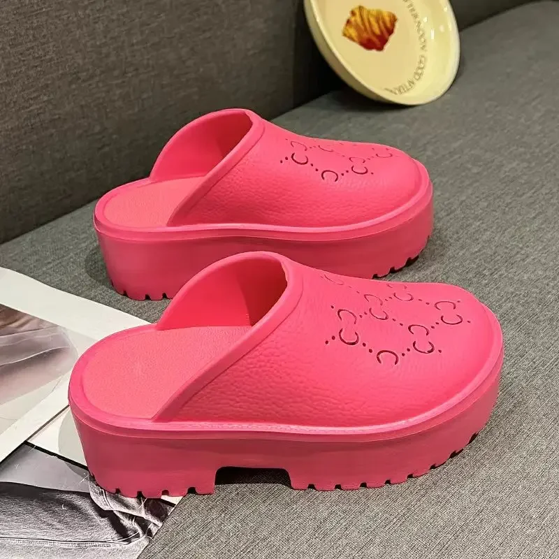 Top Trends: Women Chunky Platform Slippers Thick Sole Beach Slippers Closed Toe Hollow Out Sandals Vacation Shoes Lightweight Slides Unisex Shoppable Styles