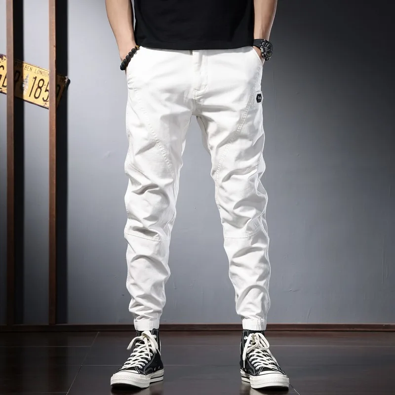 Top Trends: Summer Ankle-Length Pants Men Streetwear Fashion Casual White Lightweight Slim Fit Trousers Shoppable Styles