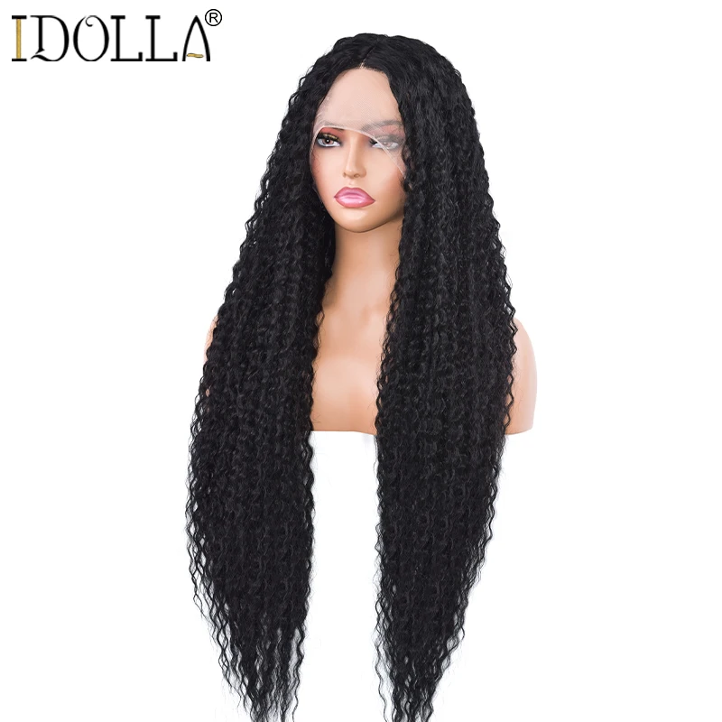 Top Trends: Deep Wave Lace Front Wig Kinky Curly Synthetic Wigs 13x4X1 Cosplay Party High Temperature Synthetic Wig For Woman Shoppable Styles - Image 4