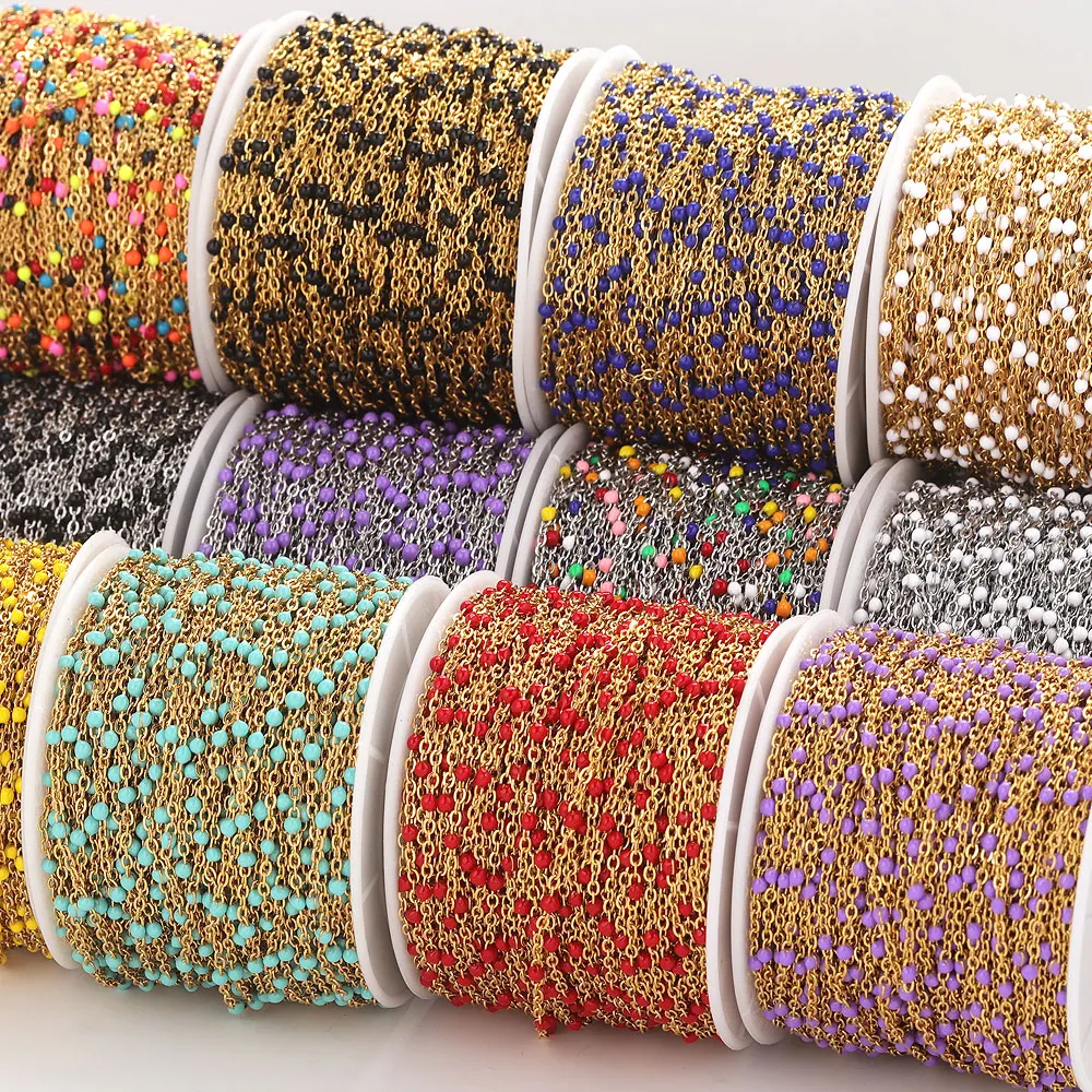 Top Trends: 2meters / lot Colorful Enamel Chain Stainless Steel Cable Chain For DIY Necklace Jewelry Making Supplies Bracelet Findings Bulk Shoppable Styles