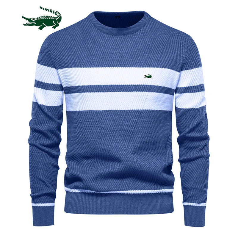 Top Trends: High Quality New Mens Boys Winter Stripe Sweater Thick Warm Pullovers Men's O-neck Basic Casual Slim Comfortable Sweaters Shoppable Styles - Image 6