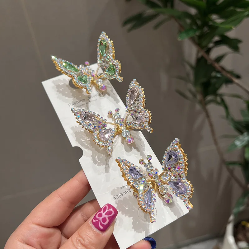 Top Trends: Movable Butterfly Hairpin Shiny Rhinestone Three-dimensional Cute Duck Clip Girls Headwear Nice Birthday Gift For Daughter Shoppable Styles