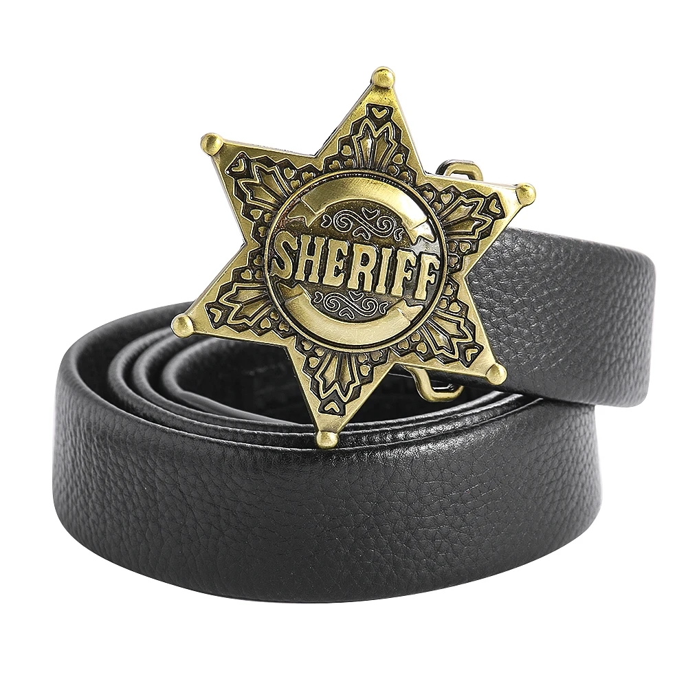 Top Trends: Fashion Hexagon Star Sign US Sheriff Badges Metal Belt Buckles For Men Belt Components DIY Western Cowboy Accessories Gift Shoppable Styles