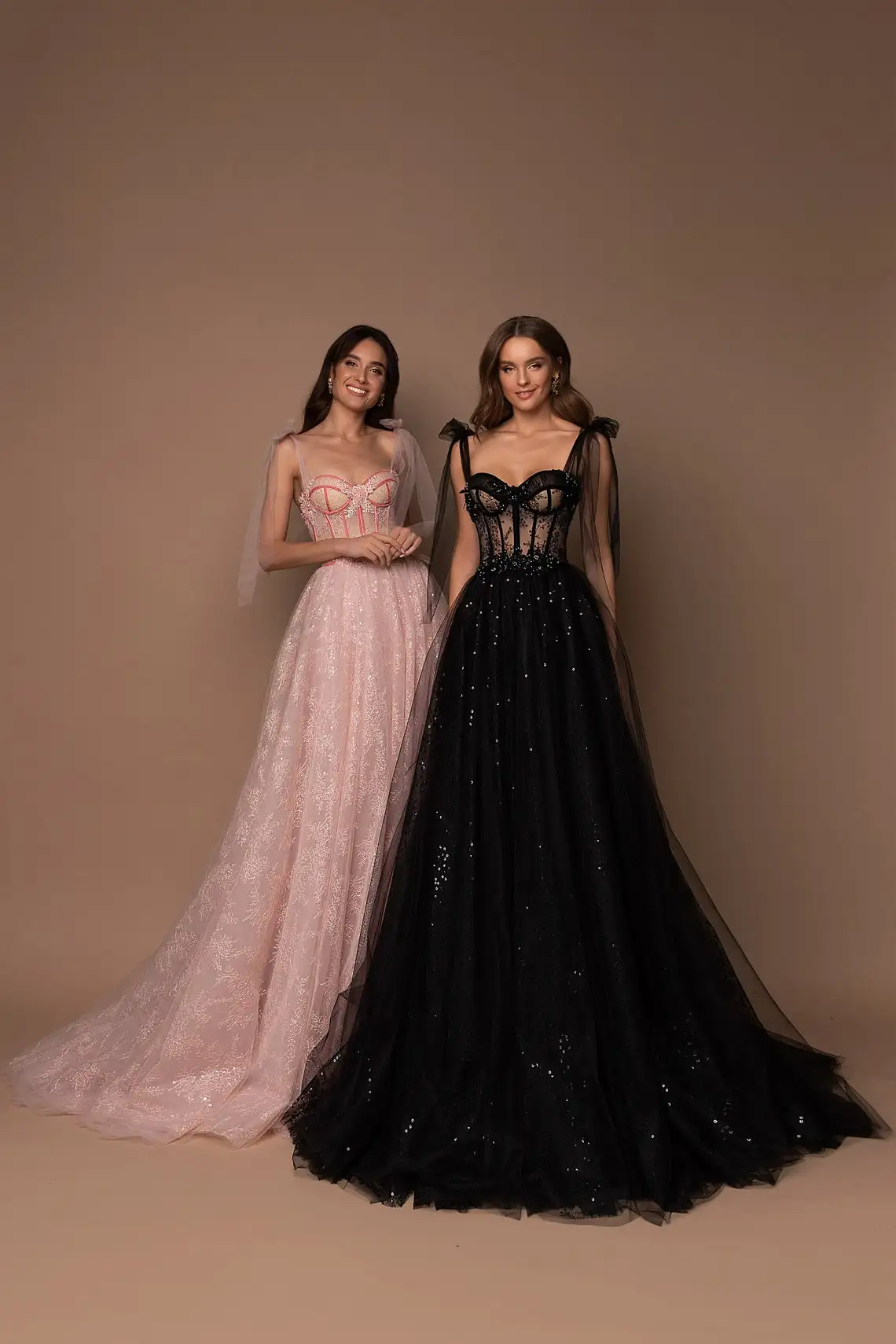 Top Trends: A-Line Fashion Tulle Evening Dress With Cups Black Pink Red See Through Sequined Prom Dress Strappy Shoulder Formal Party Dress Shoppable Styles