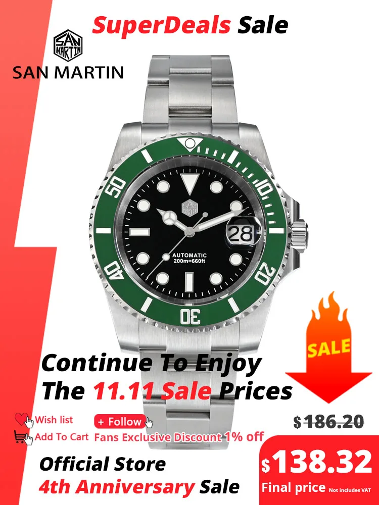 Top Trends: San Martin New 40mm Water Ghost Diver Watch Men Luxury Business NH35 Automatic Mechanical Watch Sapphire Waterproof 200m SN0017 Shoppable Styles