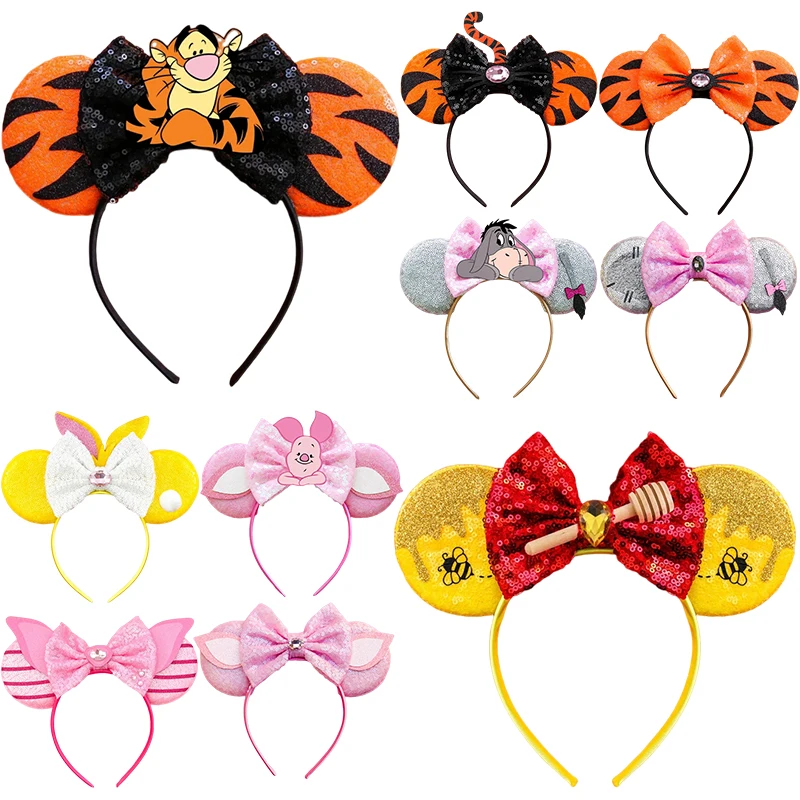 Top Trends: Cute Piglet Tigger Hair Accessories For Women Disney Bee Winnie The Pooh Bear Ears Headbands Kids Eeyore Bow Hairband Girls Gift Shoppable Styles