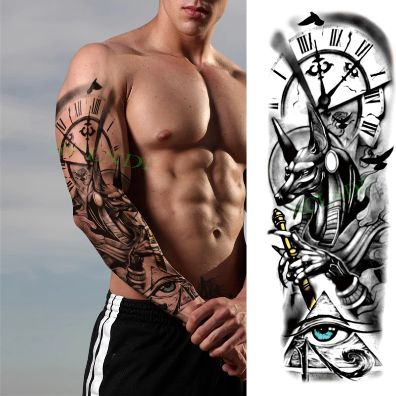 Top Trends: Waterproof Temporary Tattoo Sticker Anubis Ancient Egypt Greece Zeus Eye Full Arm Fake Tatto Flash Tatoo Sleeve For Men Women Shoppable Styles