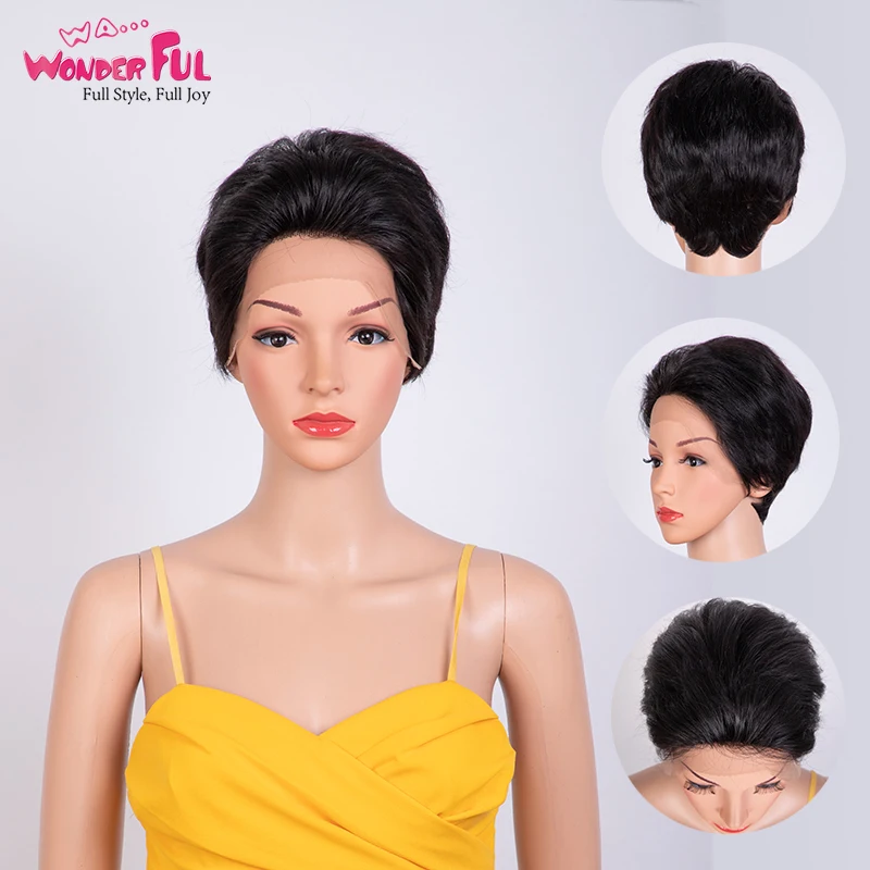 Top Trends: Wonderful Lace Trend Hairstyle Hair Wigs Short Pixie Fashion Wig Natural Color Wig Wavy Wig For Women Brazilian Remy Hair Wig Shoppable Styles