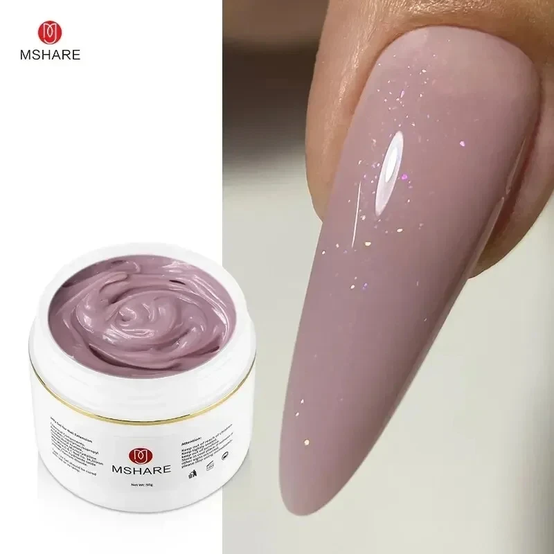 Top Trends: MSHARE Purple Sparkling Rubber Cream Builder Hard Jelly Gel Shimmer Nail Extension Pink Shiny Glitter Uv Construction Gel 50ml Shoppable Styles