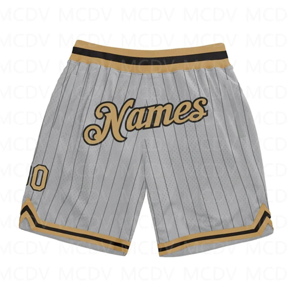 Top Trends: Custom Silver Gray Black Pinstripe Old Gold-Black Authentic Basketball3D All Over Printed Men's Shorts Quick Drying Beach Shorts Shoppable Styles