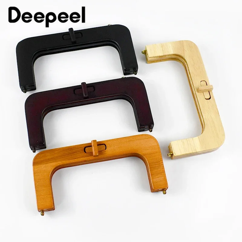 Top Trends: 1Pc 20*9cm Fashion Solid Wooden Bags Handle Wood Turn Twist Lock Purse Frames DIY Hangbags Wallet Sewing Bracket Accessories Shoppable Styles