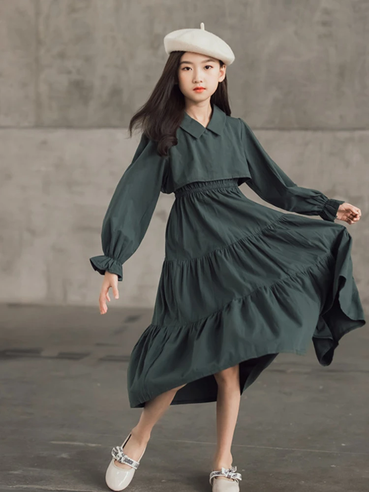 Top Trends: Teen Girls Elegant Long Shirt Dress 2023 Spring Sleeve Black Cotton Party Muslim Clothes 8 10 12 13 14 Years Shoppable Styles