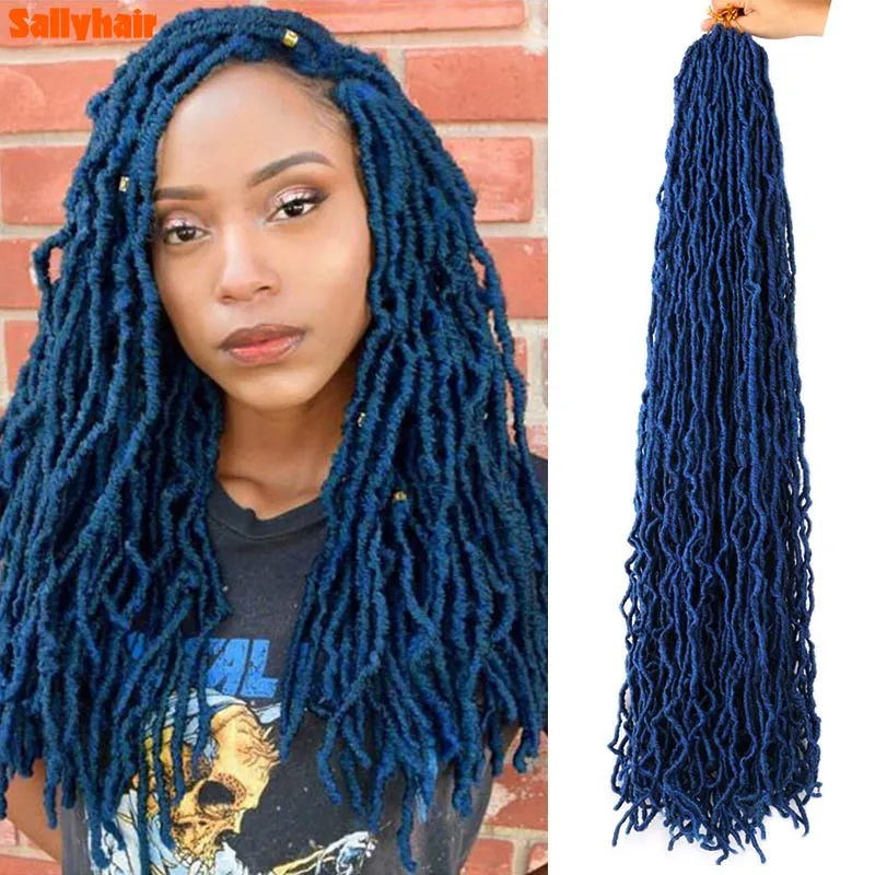 Top Trends: Synthetic Soft Faux Locs Braids Mix Blue Long Curly Dreadlocks 18Inch Hair Extensions Pre Looped Locks Hair Crochet Braids Shoppable Styles