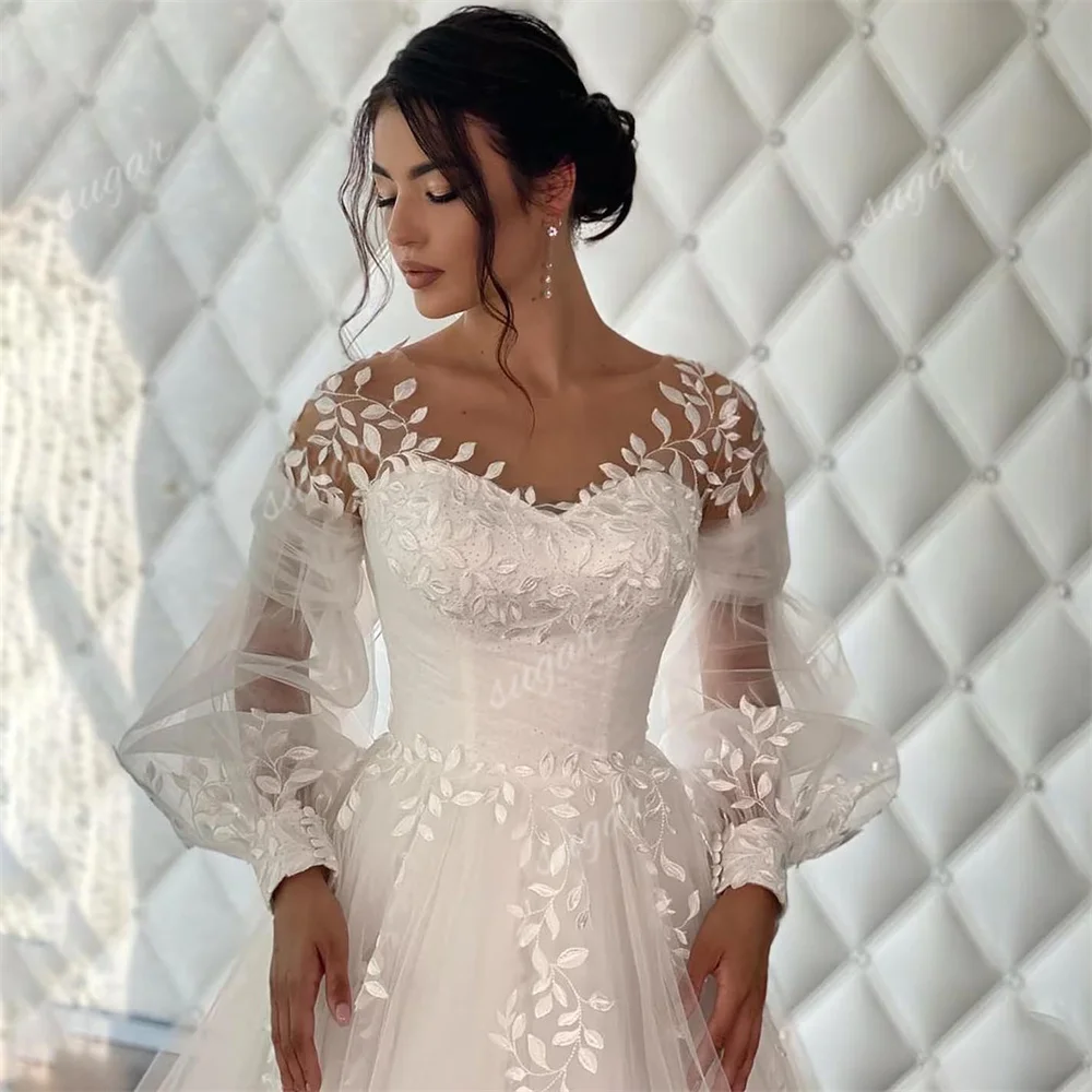 Top Trends: Gorgeous Lace Long Sleeve Wedding Dresses Tulle Bridal Gown For Women A Line V-Neck Button Back Bride Dress Vestidos De Novia Shoppable Styles