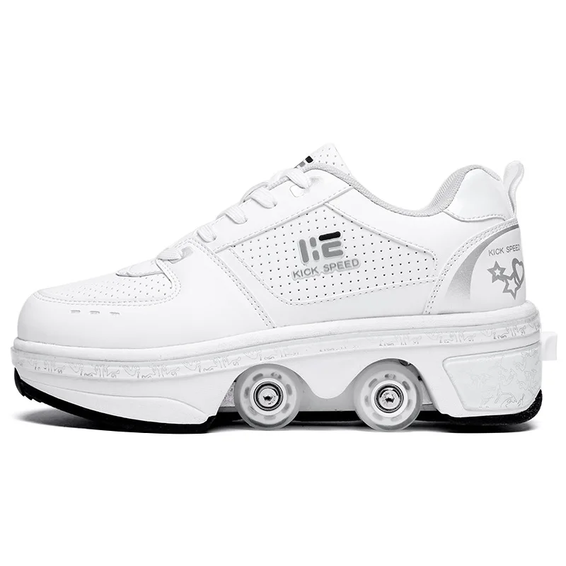 Top Trends: Kids Deformation Roller Skates Shoes 4 Wheels Parkour Sport Roller Shoes Children Girls Boys Roller Skates Unisex Adult Sneakers Shoppable Styles