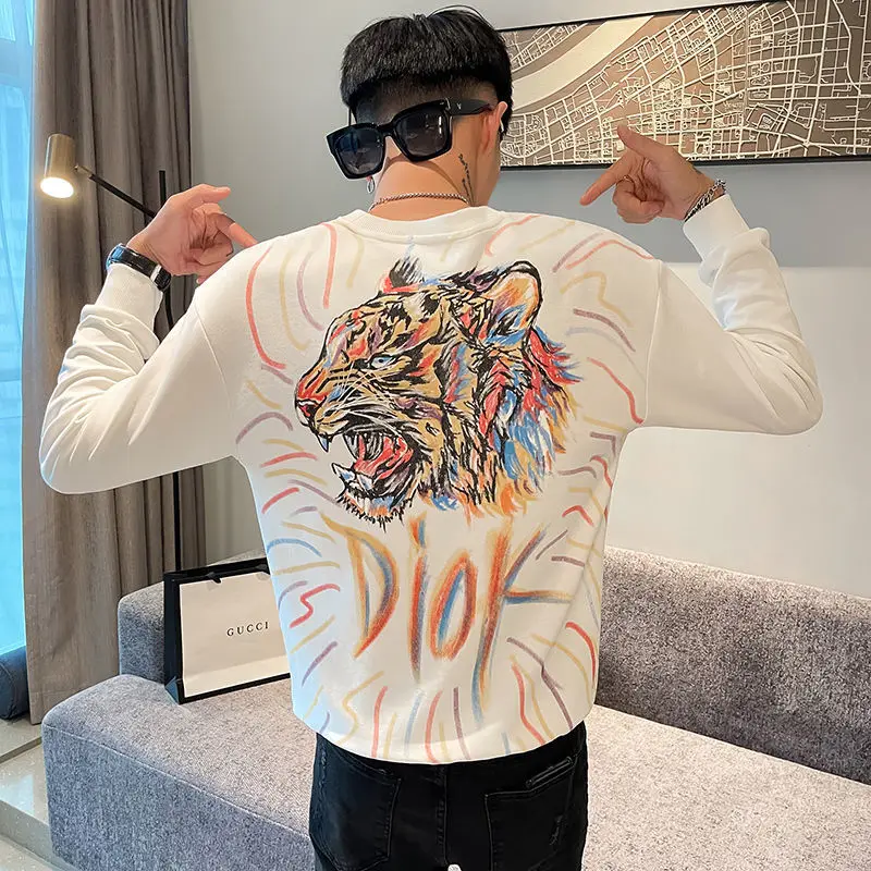 Top Trends: Men's Long Sleeve Vests 2022 Autumn New Round Neck Tide Brand Slim Handsome Jacket Trend Joker T-shirt Shoppable Styles