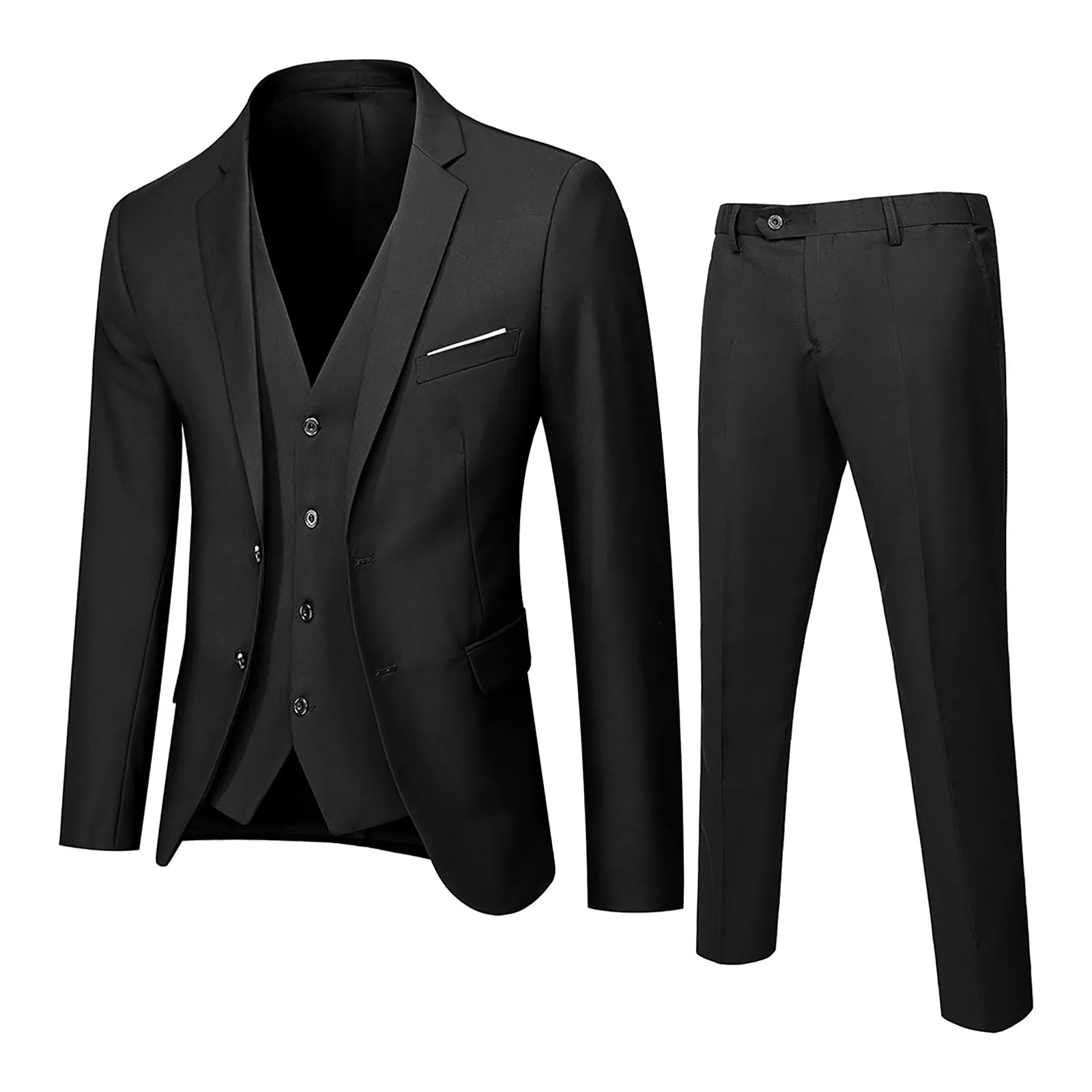 Top Trends: Men’s Suit 3 Piece Business Wedding Party Blazer & Vest & Pant Spring Autumn Lightweight Single Breasted Buttons Groomsman Suits Shoppable Styles