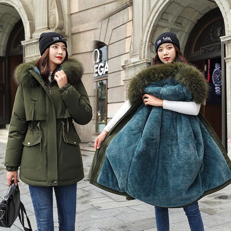 Top Trends: 2022 New Style Cotton Padded Warm Winter Jacket Jacket Women Casual Parka Winter Clothes Fur Lining Hooded Parka Ladies Jacket Shoppable Styles