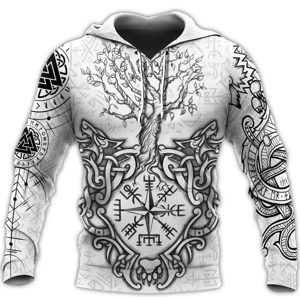 Top Trends: Men's Sweatshirts 3D Print Vikings Classic Wolf Men's Hoodies Jacket Spring Autumn Fashion Pullovers Hip Hop Punk Oversized Clo Shoppable Styles