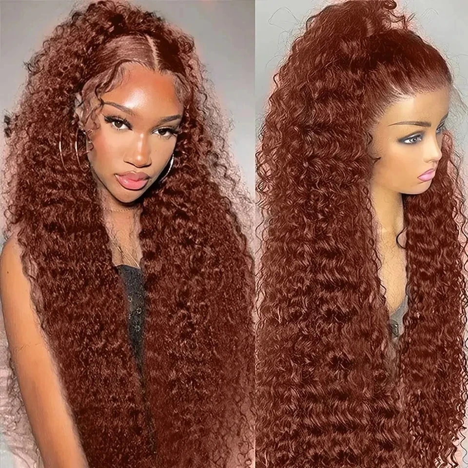 Top Trends: Reddish Brown 13x4 13X6 Deep Wave Lace Frontal Wig HD Lace Front Human Hair Wigs Copper Red Colored Preplucked Wig Human Hair Shoppable Styles