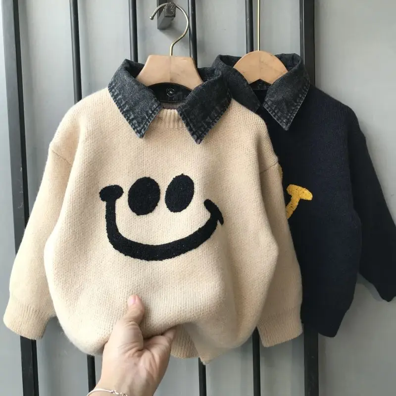 Top Trends: 2023 New Boys&#039; Sweater Autumn And Winter Fake Two Pieces Casual Cartoon Children&#039;S Sweater Thick Children Winter Bottoming Shirt Shoppable Styles