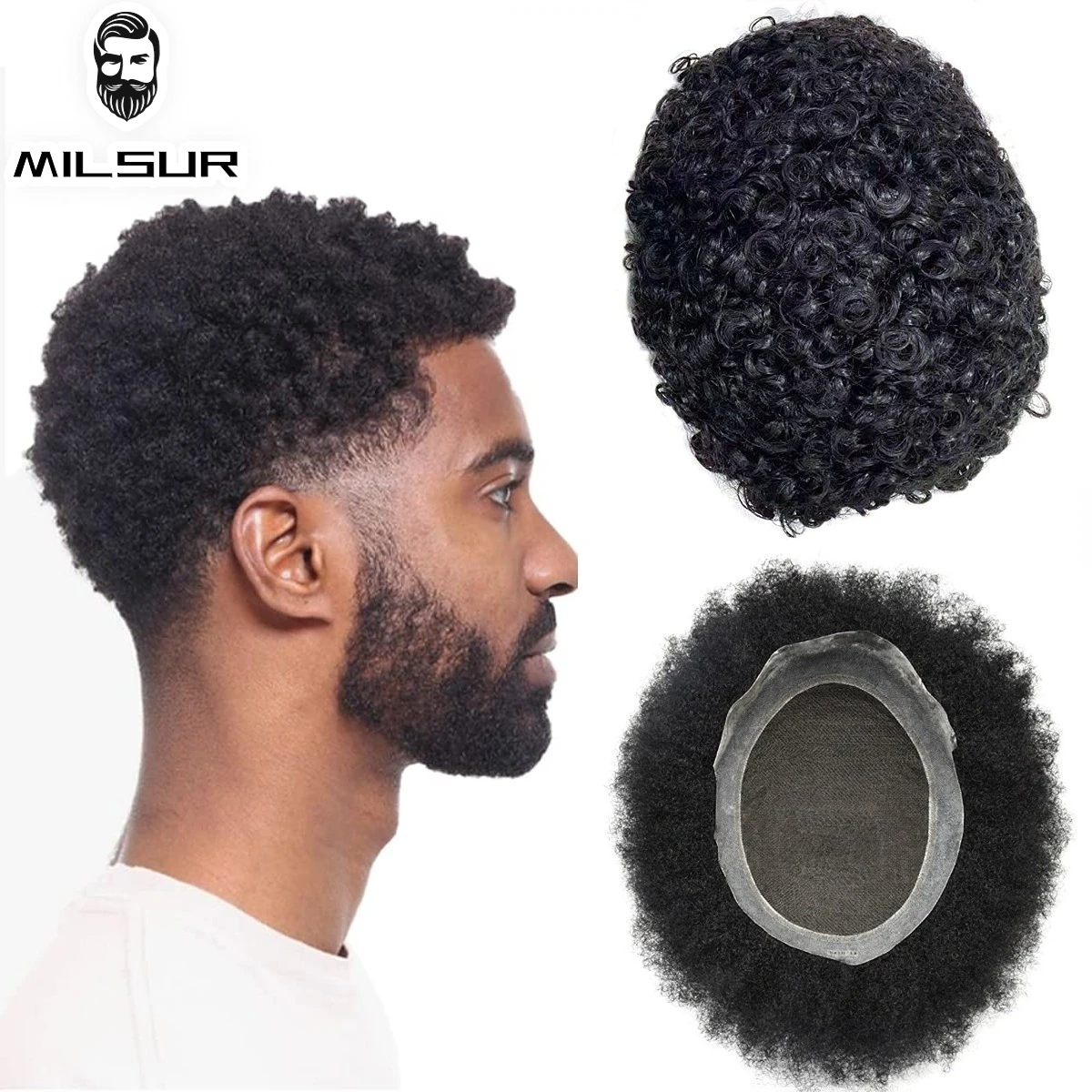 Top Trends: Afro Australia Toupee For Men Lace &amp; PU Base Curly Hair System Unit Curly Wig For Men Durable Male Hair Prosthesis Men&#039;s Wigs Shoppable Styles