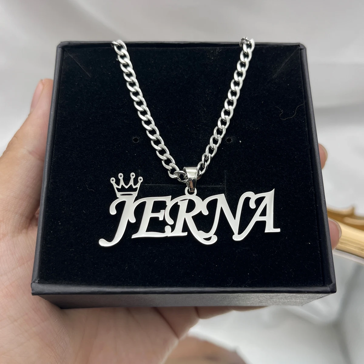 Top Trends: Custom Name Necklace Cuban Chain Pendant Necklace Custom Stainless Steel Crown Necklace Personalized Silver Jewelry Women Shoppable Styles