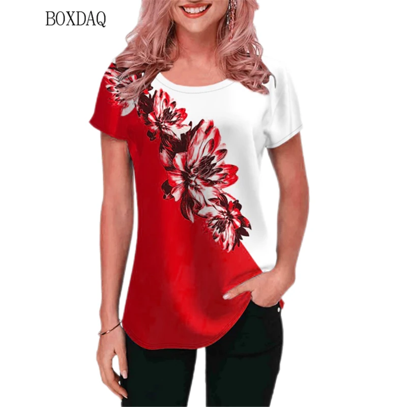 Top Trends: Women Floral T-shirts Streetwear Short Sleeve 3d Flower Printed Ladies T Shirt Summer Loose Casual Female Basic Tops Tee Shoppable Styles - Image 4